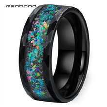 Load image into Gallery viewer, Black Opal Ring Men Women Tungsten Wedding Band Face Ring With Galaxy - Sophornlilly
