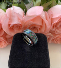 Load image into Gallery viewer, Black Opal Ring Men Women Tungsten Wedding Band Face Ring With Galaxy - Sophornlilly