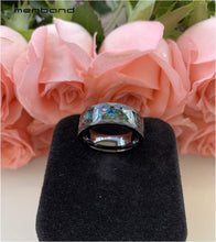 Load image into Gallery viewer, Black Opal Ring Men Women Tungsten Wedding Band Face Ring With Galaxy - Sophornlilly