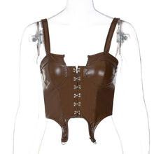 Load image into Gallery viewer, Black Punk PU Leather Camisole Crop Top Female Chic Wrap Breast Tank