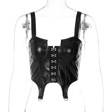 Load image into Gallery viewer, Black Punk PU Leather Camisole Crop Top Female Chic Wrap Breast Tank