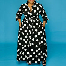 Load image into Gallery viewer, Black And White Polka Dot Dress Floor Length Long