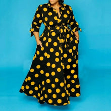 Load image into Gallery viewer, Black And White Polka Dot Dress Floor Length Long