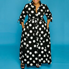 Load image into Gallery viewer, Black And White Polka Dot Dress Floor Length Long