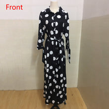 Load image into Gallery viewer, Black And White Polka Dot Dress Floor Length Long