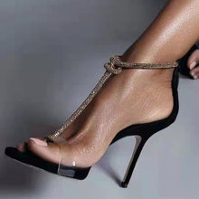 Load image into Gallery viewer, Bling Bling Crystal T bar Strap Women Sandals Peep Toe Cut out White