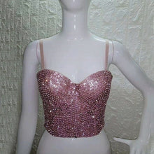 Load image into Gallery viewer, Bling Rhinestone Camis Sexy Spaghetti Strap Backless Low Neckline