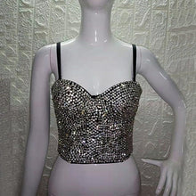 Load image into Gallery viewer, Bling Rhinestone Camis Sexy Spaghetti Strap Backless Low Neckline