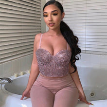 Load image into Gallery viewer, Bling Rhinestone Camis Sexy Spaghetti Strap Backless Low Neckline