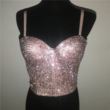 Load image into Gallery viewer, Bling Rhinestone Camis Sexy Spaghetti Strap Backless Low Neckline