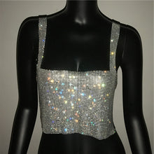 Load image into Gallery viewer, Bling Rhinestones Party Crop Top Fashion Solid Backless Straps