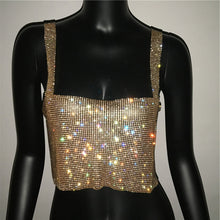 Load image into Gallery viewer, Bling Rhinestones Party Crop Top Fashion Solid Backless Straps