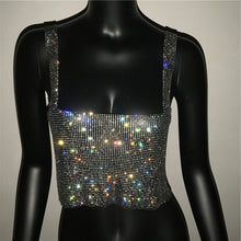 Load image into Gallery viewer, Bling Rhinestones Party Crop Top Fashion Solid Backless Straps