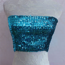 Load image into Gallery viewer, Bling Sequins Crop Tops Sexy Women Strapless Tube Top Stretchy Vest