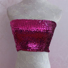 Load image into Gallery viewer, Bling Sequins Crop Tops Sexy Women Strapless Tube Top Stretchy Vest
