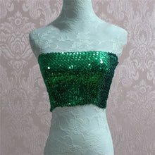Load image into Gallery viewer, Bling Sequins Crop Tops Sexy Women Strapless Tube Top Stretchy Vest
