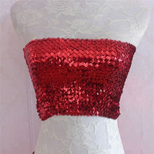 Load image into Gallery viewer, Bling Sequins Crop Tops Sexy Women Strapless Tube Top Stretchy Vest