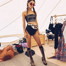 Load image into Gallery viewer, Bling Sequins Crop Tops Sexy Women Strapless Tube Top Stretchy Vest