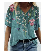 Load image into Gallery viewer, Blouse Shirt  Fashion Large Size Tops Women Casual V Neck Short