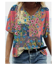 Load image into Gallery viewer, Blouse Shirt  Fashion Large Size Tops Women Casual V Neck Short