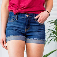 Load image into Gallery viewer, Blue Cotton Straight Casual Denim Shorts Women New Summer Stretch