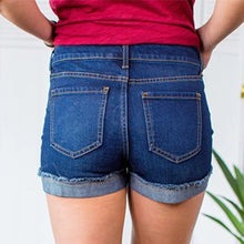 Load image into Gallery viewer, Blue Cotton Straight Casual Denim Shorts Women New Summer Stretch