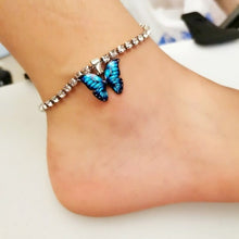 Load image into Gallery viewer, Bohemia Blue Butterfly Summer Beach Anklets for Women Cute Rhinestone