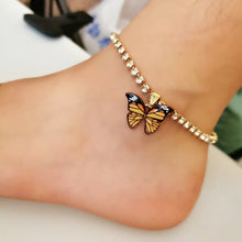 Load image into Gallery viewer, Bohemia Blue Butterfly Summer Beach Anklets for Women Cute Rhinestone