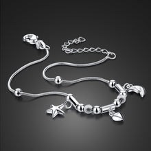 Load image into Gallery viewer, Bohemia Sweet Simple Stars Moon Heart Anklet Sterling Silver