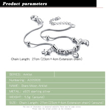 Load image into Gallery viewer, Bohemia Sweet Simple Stars Moon Heart Anklet Sterling Silver