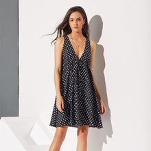 Load image into Gallery viewer, Bohemian A line Polka Dot Slip Dress Elegant V neck Backless Ladies