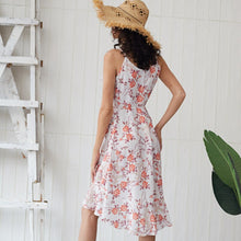 Load image into Gallery viewer, Bohemian A line Ruffles Floral Slip Dress Elegant V neck Empire Ladies