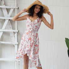 Load image into Gallery viewer, Bohemian A line Ruffles Floral Slip Dress Elegant V neck Empire Ladies