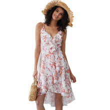 Load image into Gallery viewer, Bohemian A line Ruffles Floral Slip Dress Elegant V neck Empire Ladies