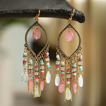 Load image into Gallery viewer, Bohemian Antique Gold Plated Long Water Drop Tassel Earrings for Women