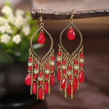 Load image into Gallery viewer, Bohemian Antique Gold Plated Long Water Drop Tassel Earrings for Women