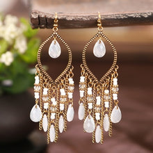 Load image into Gallery viewer, Bohemian Antique Gold Plated Long Water Drop Tassel Earrings for Women