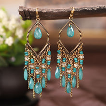 Load image into Gallery viewer, Bohemian Antique Gold Plated Long Water Drop Tassel Earrings for Women