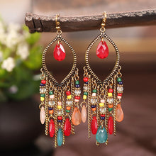 Load image into Gallery viewer, Bohemian Antique Gold Plated Long Water Drop Tassel Earrings for Women