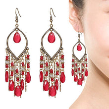Load image into Gallery viewer, Bohemian Antique Gold Plated Long Water Drop Tassel Earrings for Women