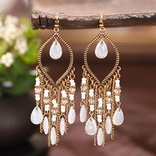 Load image into Gallery viewer, Bohemian Antique Gold Plated Long Water Drop Tassel Earrings for Women