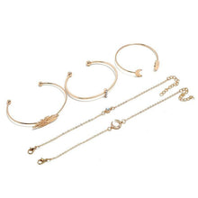 Load image into Gallery viewer, Bohemian Black Rope Chain Bracelet Set For Women Aircraft Moon Leaf - Sophornlilly
