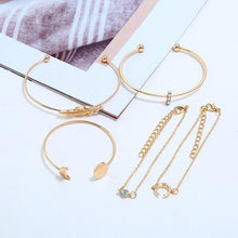 Load image into Gallery viewer, Bohemian Black Rope Chain Bracelet Set For Women Aircraft Moon Leaf - Sophornlilly