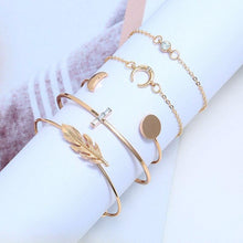 Load image into Gallery viewer, Bohemian Black Rope Chain Bracelet Set For Women Aircraft Moon Leaf - Sophornlilly