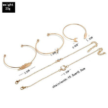 Load image into Gallery viewer, Bohemian Black Rope Chain Bracelet Set For Women Aircraft Moon Leaf - Sophornlilly