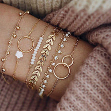 Load image into Gallery viewer, Bohemian Gold Tassel Bracelets for Women Boho Jewelry Geometric Leaves - Sophornlilly