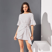 Load image into Gallery viewer, Bohemian O neck Polka Dot Mini Dress Elegant Half Butterfly Sleeve