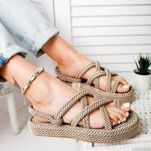 Load image into Gallery viewer, Bohemian Sandals For Women Flat Linen Rope Platform Female Open Toe