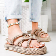 Load image into Gallery viewer, Bohemian Sandals For Women Flat Linen Rope Platform Female Open Toe