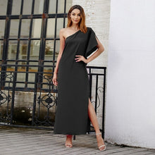Load image into Gallery viewer, Bohemian Straight Solid Split Vintage Dress Elegant Empire Half Sleeve